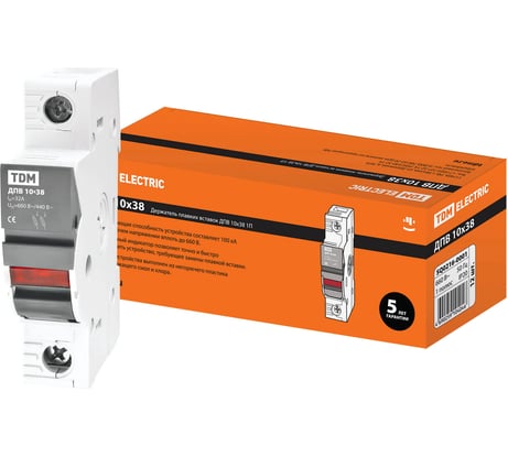 Держатель плавких вставок TDM ELECTRIC ДПВ 10х38 1П SQ0216-0001