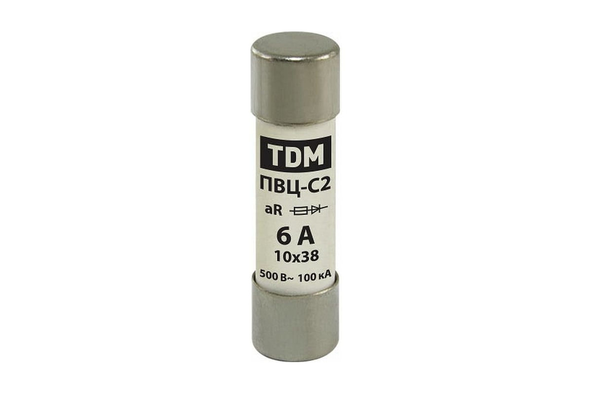 Плавкая вставка TDM ПВЦ-С2 10х38 aR быстродействующая 6А SQ0729-0040 ...