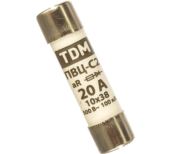 Плавкая вставка TDM ПВЦ-С2 10х38 aR быстродействующая 20А SQ0729-0045 ...