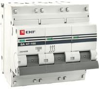 Автоматический трехполюсный выключатель EKF 63А С ВА47-100 10кА PROxima mcb47100-3-63C-pro 9532848