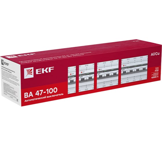 Автоматический выключатель EKF 3P 100А (D) ВА 47-100 10кА PROxima mcb47100-3-100D-pro