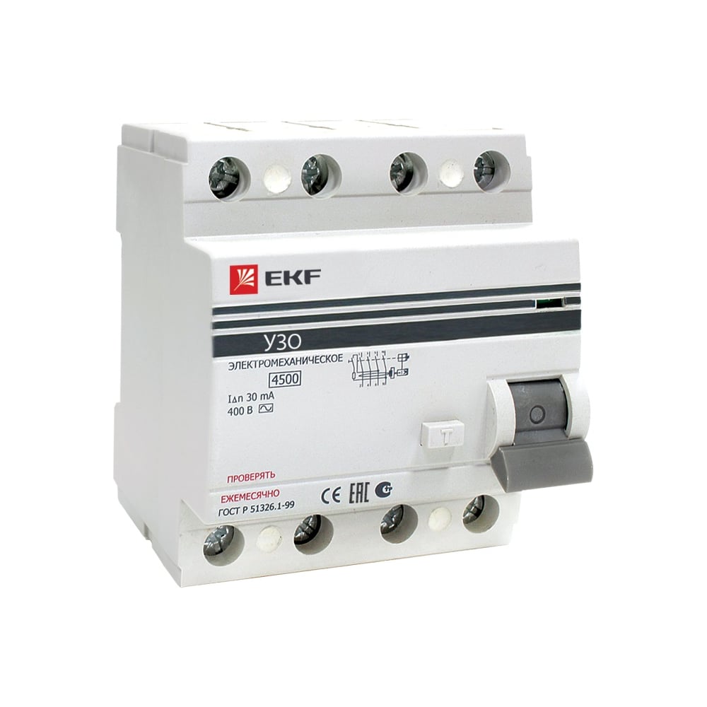Выключатель дифференциального тока УЗО EKF 4п 40А 30мА АС PROxima elcb ...