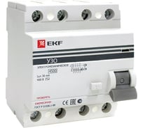 Выключатель дифференциального тока УЗО EKF 4п 40А 30мА АС PROxima elcb-4-40-30-em-pro 9693722
