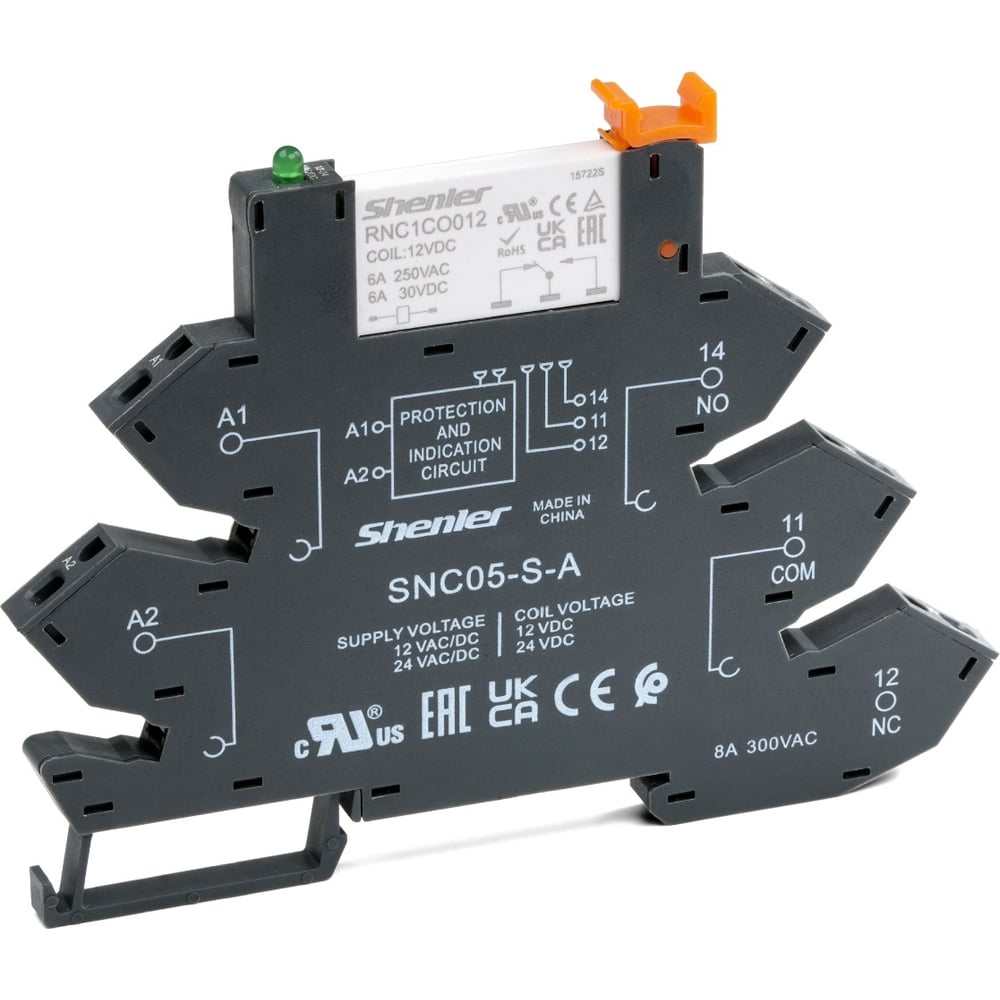 Реле Shenler 1C 24V DC с винтовой колодкой 12/24V RNC1CO024+SNC05-E-A ...