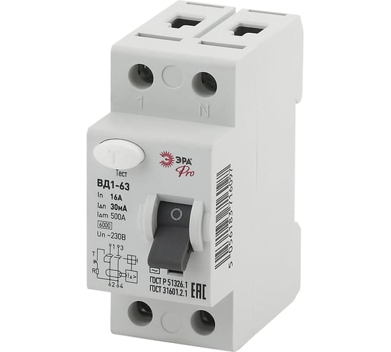 УЗО ЭРА NO-902-26 ВД1-63 1P+N 16А 30мА Б0031875