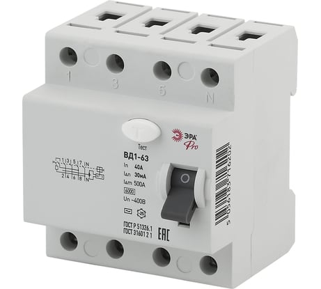 УЗО ЭРА NO-902-39 ВД1-63 3P+N 40А 30мА Б0031884