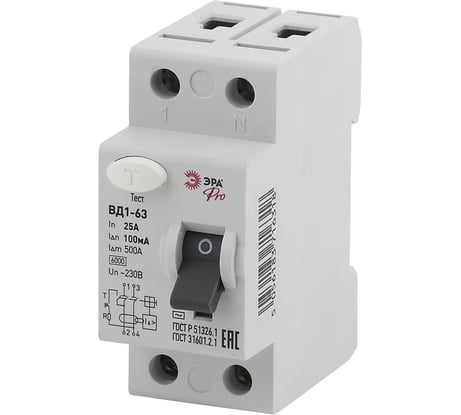 УЗО ЭРА NO-902-56 ВД1-63 1P+N 25А 100мА Б0031895