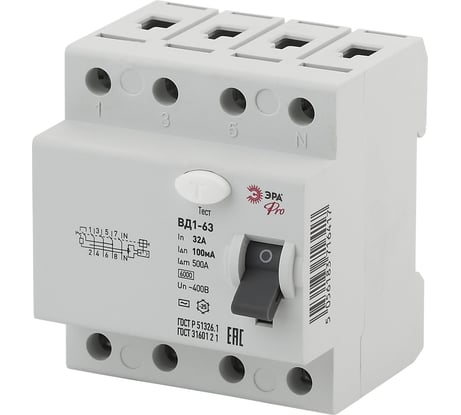 УЗО ЭРА NO-902-66 ВД1-63 3P+N 32А 100мА Б0031905