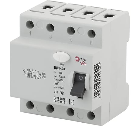 УЗО ЭРА NO-902-67 ВД1-63 3P+N 16А 300мА Б0031906
