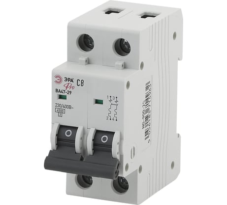 Автоматический выключатель ЭРА NO-900-25 ВА47-29 2P 8А кривая C Б0031757