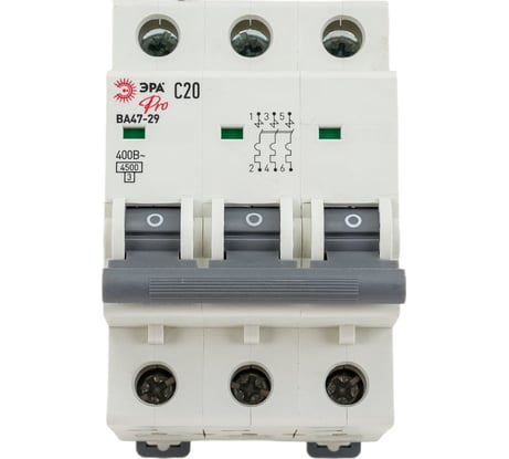 Автоматический выключатель ЭРА NO-900-45 ВА47-29 3P 20А кривая C Б0031777