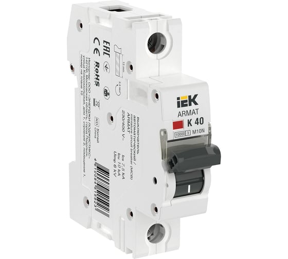 Автоматический выключатель IEK Armat m10n 1p k 40а AR-M10N-1-K040 1
