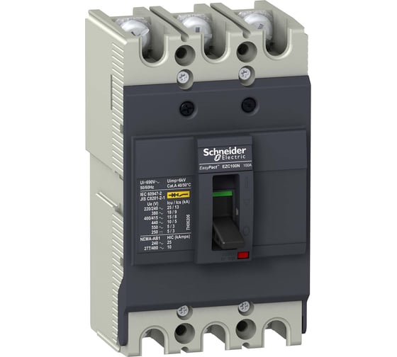 Автоматический выключатель Systeme Electric 3п EZC100N 100А 18кА SchE87151 EZC100N3100
