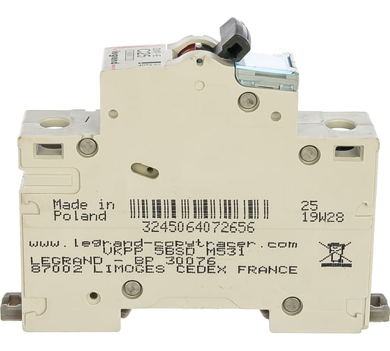 Автоматический выключатель Legrand DX³-E 6000 6 кА тип характеристики C 1П 230/400 В~ 25 А 1 модуль 407265