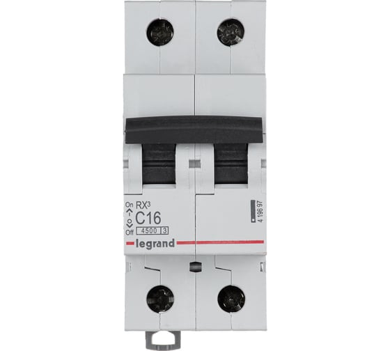 Авт.выключатель RX3 Legrand 4,5кА 16А 2П C 419697
