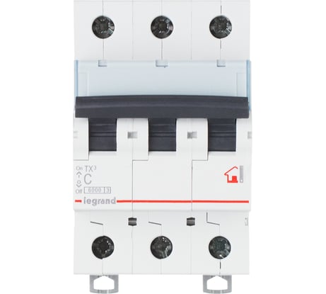 Автоматический выключатель Legrand TX³ 6000 6 кА тип характеристики C 3П 400 В~ 50 А 3 модуля 404061