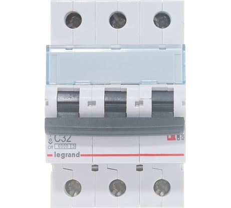 Автоматический выключатель Legrand TX³ 6000 6 кА тип характеристики C 3П 400 В~ 32 А 3 модуля 404059