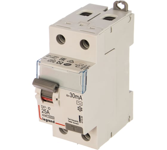 Выключатель дифференциального тока (УЗО) Legrand 2п 25А 30мА тип AC DX3 Leg 411504 1009903