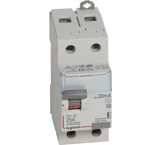 Выключатель дифференциального тока (УЗО) Legrand 2п 25А 30мА тип AC DX3 Leg 411504 1009903