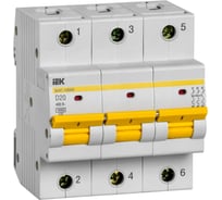 Автоматический выключатель IEK ва47-100ма без тепл. расцеп. 3p 20а 10ка d MVA43-3-020-D