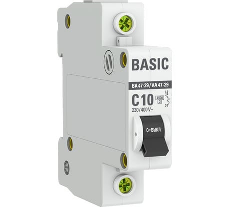 Автоматический выключатель EKF 1P 10А (C) 4,5кА ВА 47-29 Basic mcb4729-1-10C