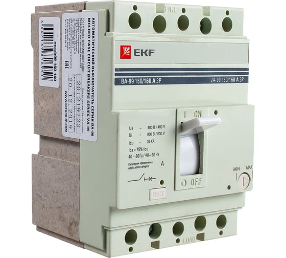 Автоматический трехполюсный выключатель EKF ВА-99/160 160А 3ф 35кА РЭ1600А mccb99-160-160 9767989 1