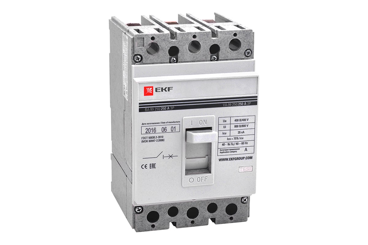 Автоматический трехполюсный выключатель EKF ВА-99/250 200А 3ф 35кА ...