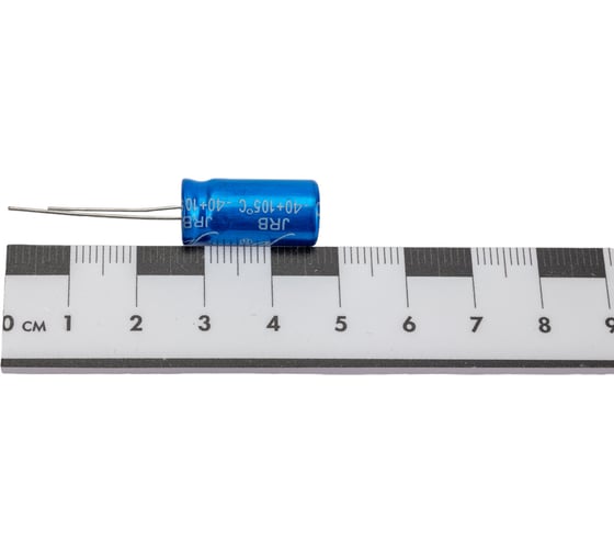 Электролитический конденсатор JB Capacitors 2200мкФ, 10В, 105C, 10x20мм JRB1A222M05001000200000B-50