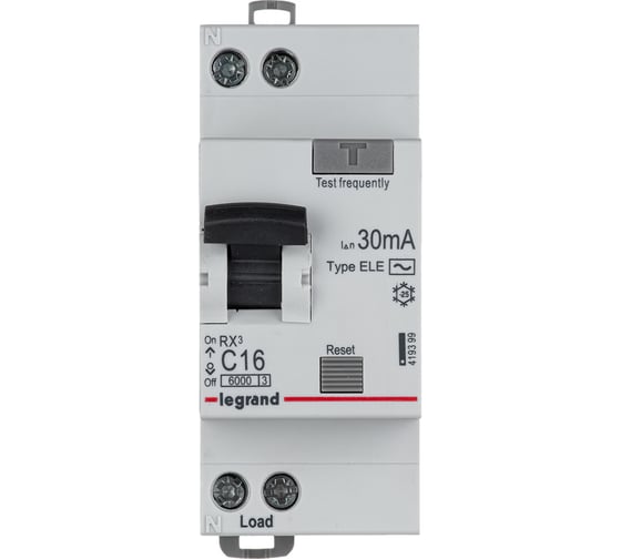 АВДТ Legrand RX3  30мА 16А 1П+Н AC 419399