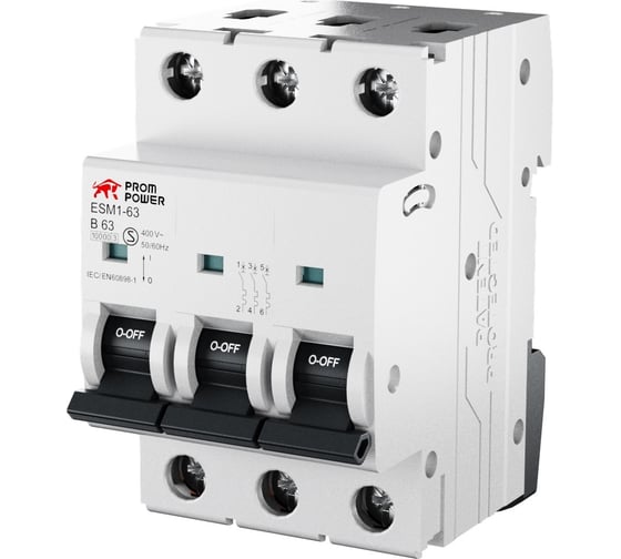 Автоматический выключатель Prompower esm1-63 (10ka), 40a, характеристика c, количество полюсов: 3p ESM163C403