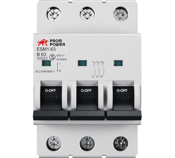 Автоматический выключатель Prompower esm1-63 (10ka), 40a, характеристика c, количество полюсов: 3p ESM163C403