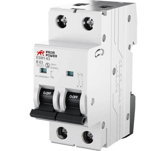 Автоматический выключатель Prompower esm1-63 (10ka), 32a, характеристика c, количество полюсов: 2p ESM163C322