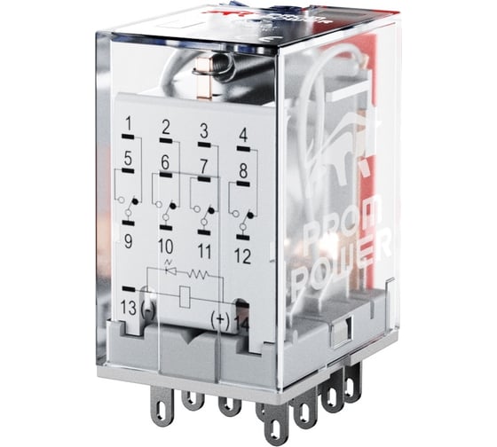 Электромеханическое реле Prompower четырехполюсное номинальный ток 5а, управление 24vdc, pmy4n dc24 PMY4NDC24