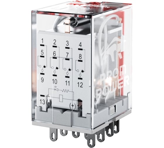 Электромеханическое реле Prompower четырехполюсное номинальный ток 5а, управление 220vac, pmy4n ac230 PMY4NAC230