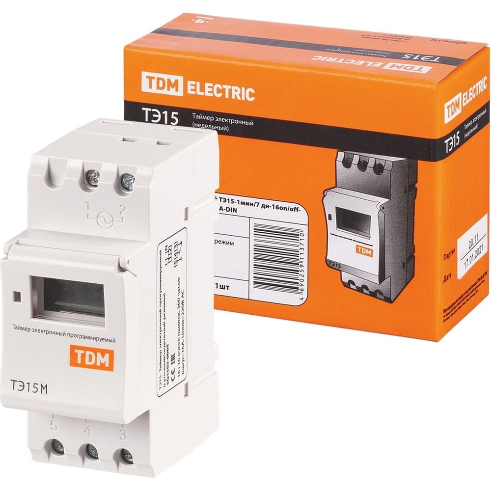 Электронный таймер TDM ТЭ15М-1мин/7дн-32on/off-30А-DIN SQ1503-0037 ...