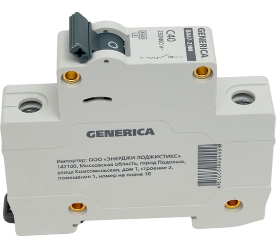 Автоматический выключатель GENERICA ВА47-29М 1p 40а 4,5кА c MVA21-1-040-C-G