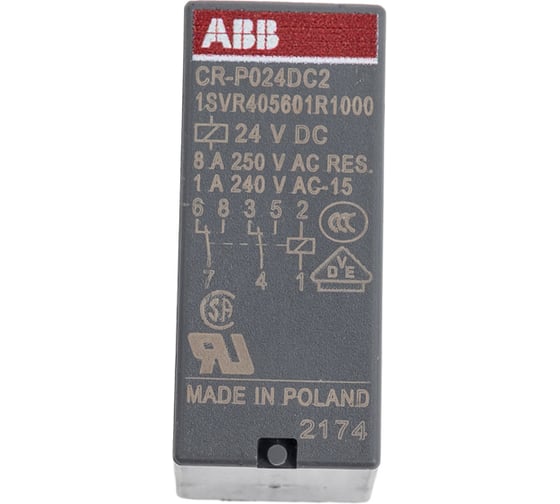 Промежуточное реле ABB CR-P024DC2 24B DC 2ПК 8A 1SVR405601R1000