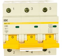 Автоматический модульный выключатель IEK 3п C 80А ВА 47-100 10кА ИЭК MVA40-3-080-C