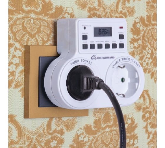 Электронная розетка-таймер Elektrostandard TMH-E-5 16A x2 IP20 /Белый a026138