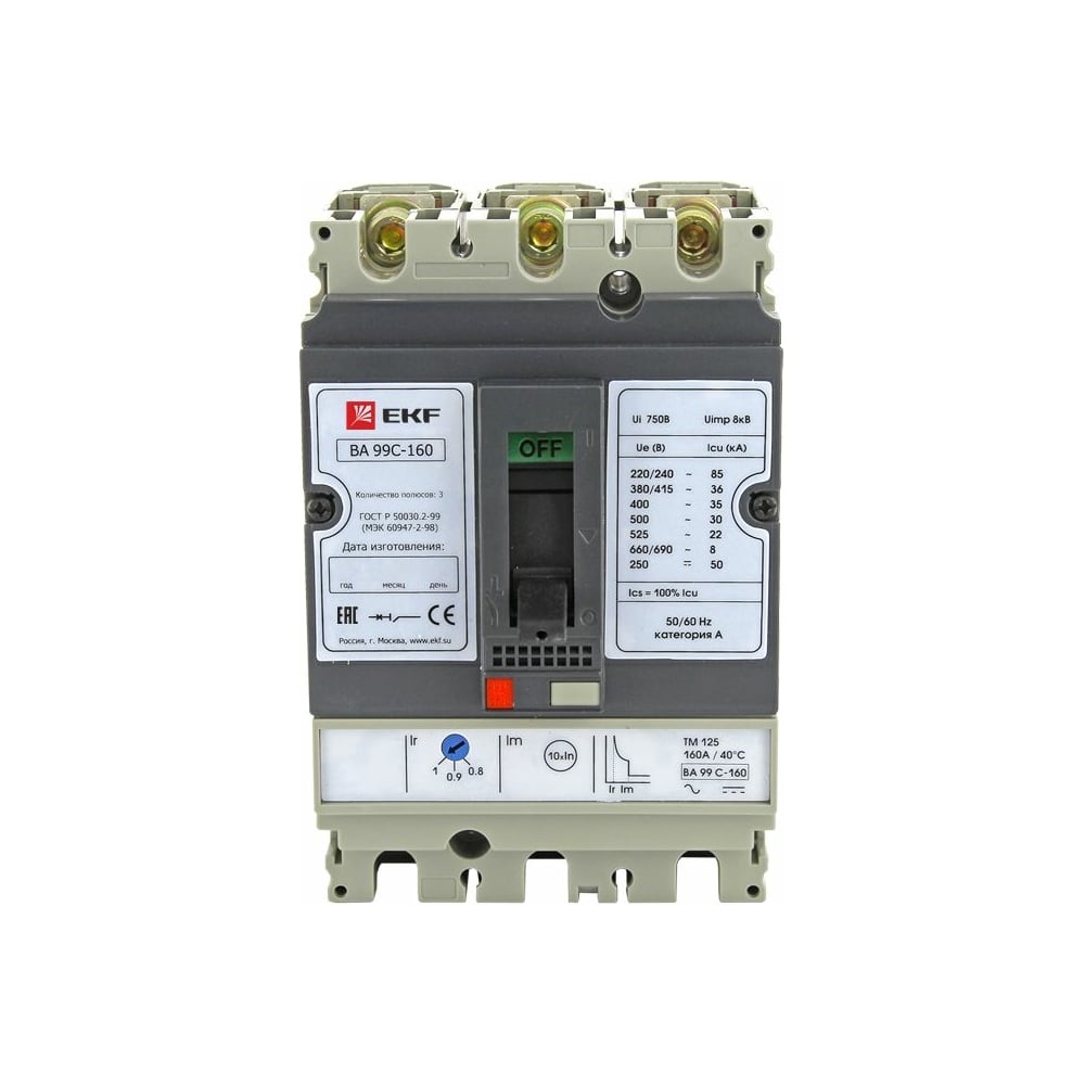 Автоматический выключатель EKF ВА-100А 36кА ВА-99С/25 термический ...