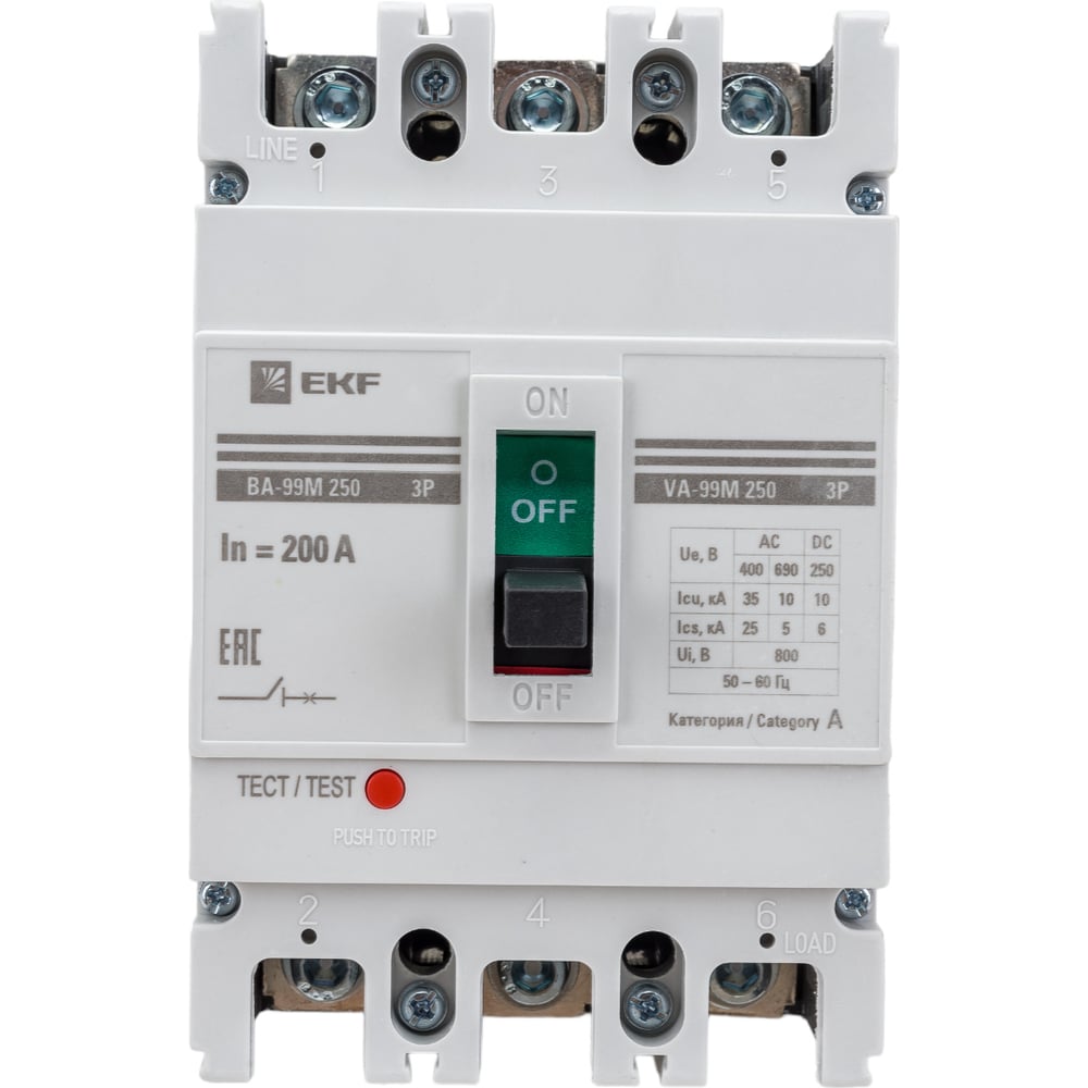 Автоматический трехполюсный выключатель EKF ВА-99М/250 200А 25кА ...