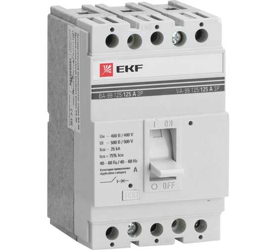Автоматический трехполюсный выключатель EKF ВА-99/125 16А 3ф 25кА РЭ500А mccb99-125-16 1