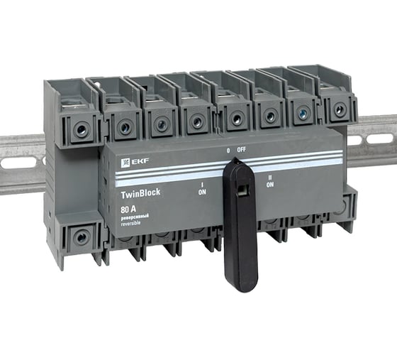 Рубильник EKF 80A 4P реверсивный c рукояткой для прямой установки TwinBlock tb-s-80-4p-rev