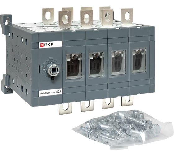 Рубильник EKF 160A 4P реверсивный без рукоятки управления TwinBlock tb-s-160-4p-rev