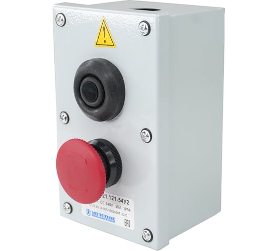 Пост управления Электротехник ПКУ-15-21.121-65У2 (D30мм, 1*черная, НО и НЗ + 1*красная, гриб с фикс., НО и НЗ, PG19, IP65) серия ПРОФИ ET003781