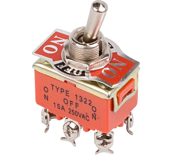 Тумблер REXANT 250v 15а (6c) on-off-on двухполюсный (kn-203) 06-0328-B 1