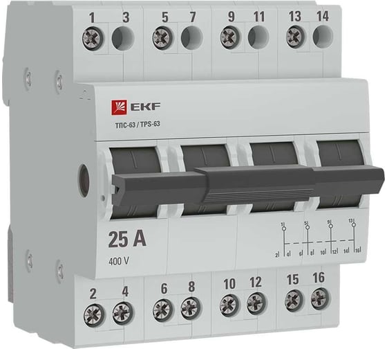 Трехпозиционный переключатель EKF ТПС-63 4P 25А PROxima TPS425