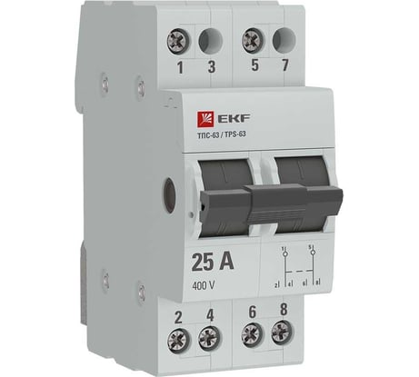 Трехпозиционный переключатель EKF ТПС-63 2P 25А PROxima TPS225