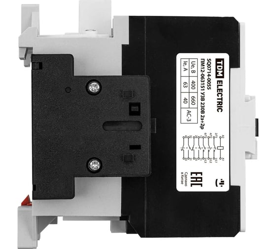 Электромагнитный пускатель TDM ELECTRIC ПМ12-063151 У3В 230B 2з+2р SQ0714-0055