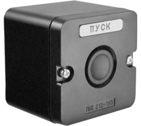 Пост управления Электротехник Пке 222-1 у2, 10а, 660в, 1 элемент, чёрный цилиндр, накладной, ip54, ET519075 1